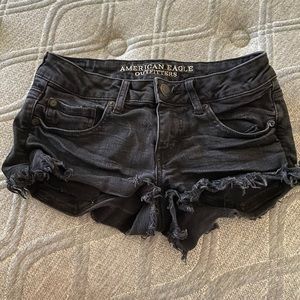 American Eagle black denim shorts. Size 2